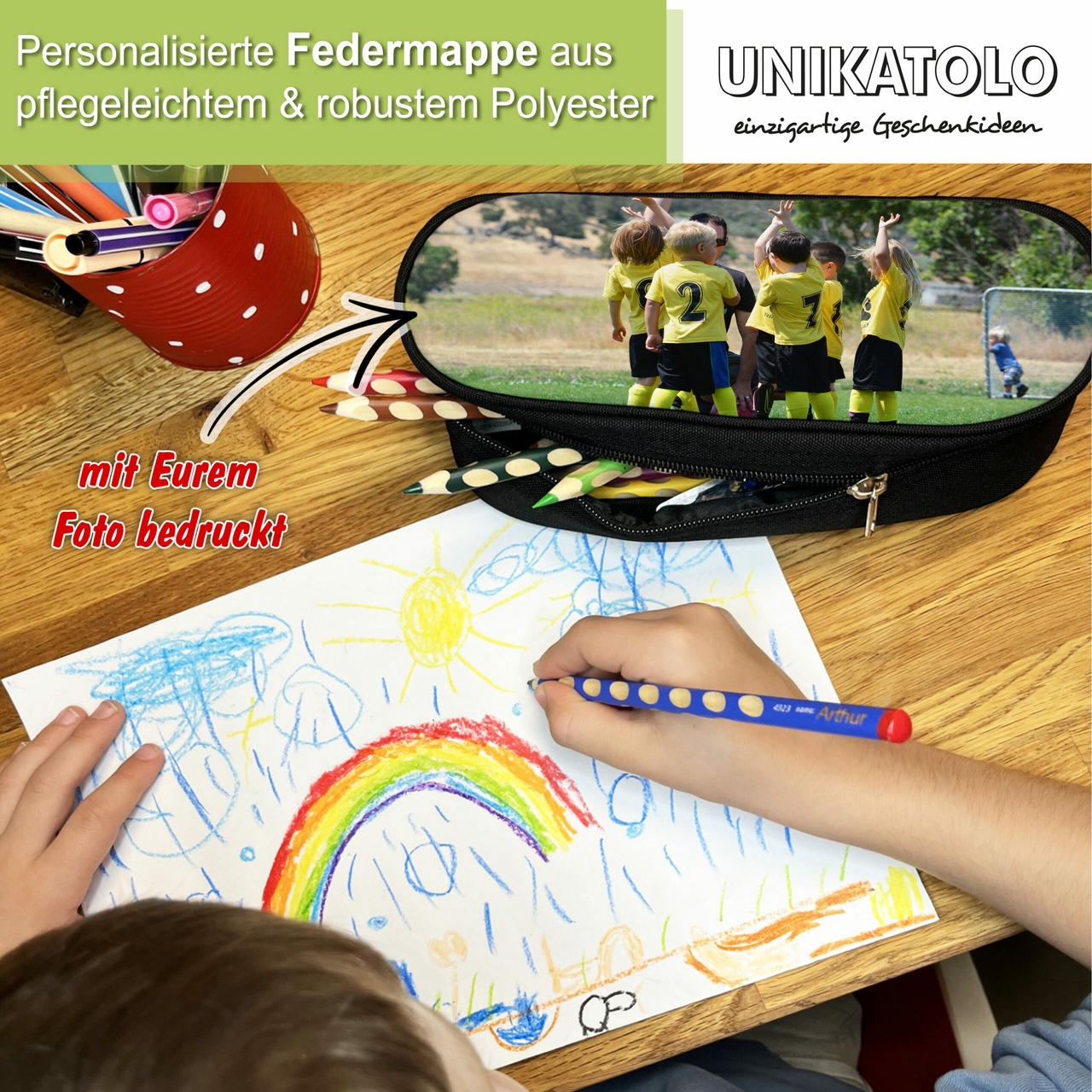 Unikatolo Federmäppchen mit Foto oder Logo personalisiert bedruckt