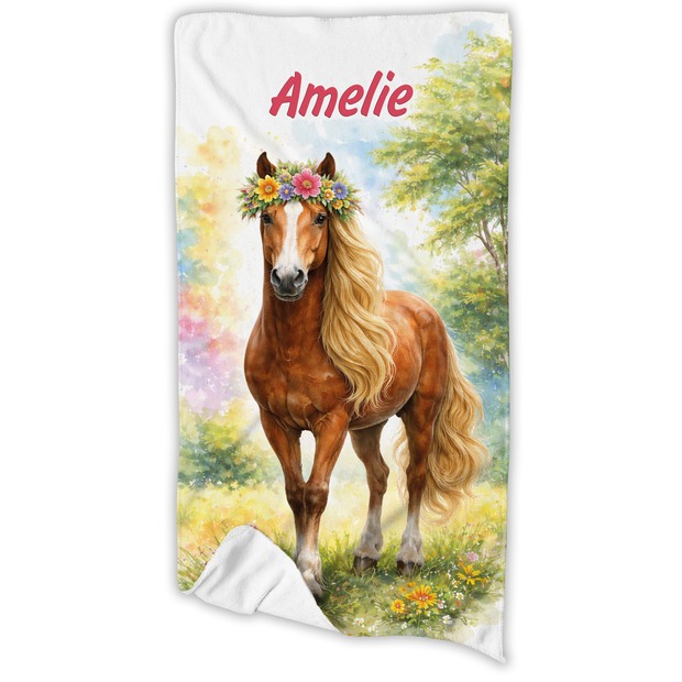 Unikatolo Kinder Handtuch Pferd mit Name personalisiert