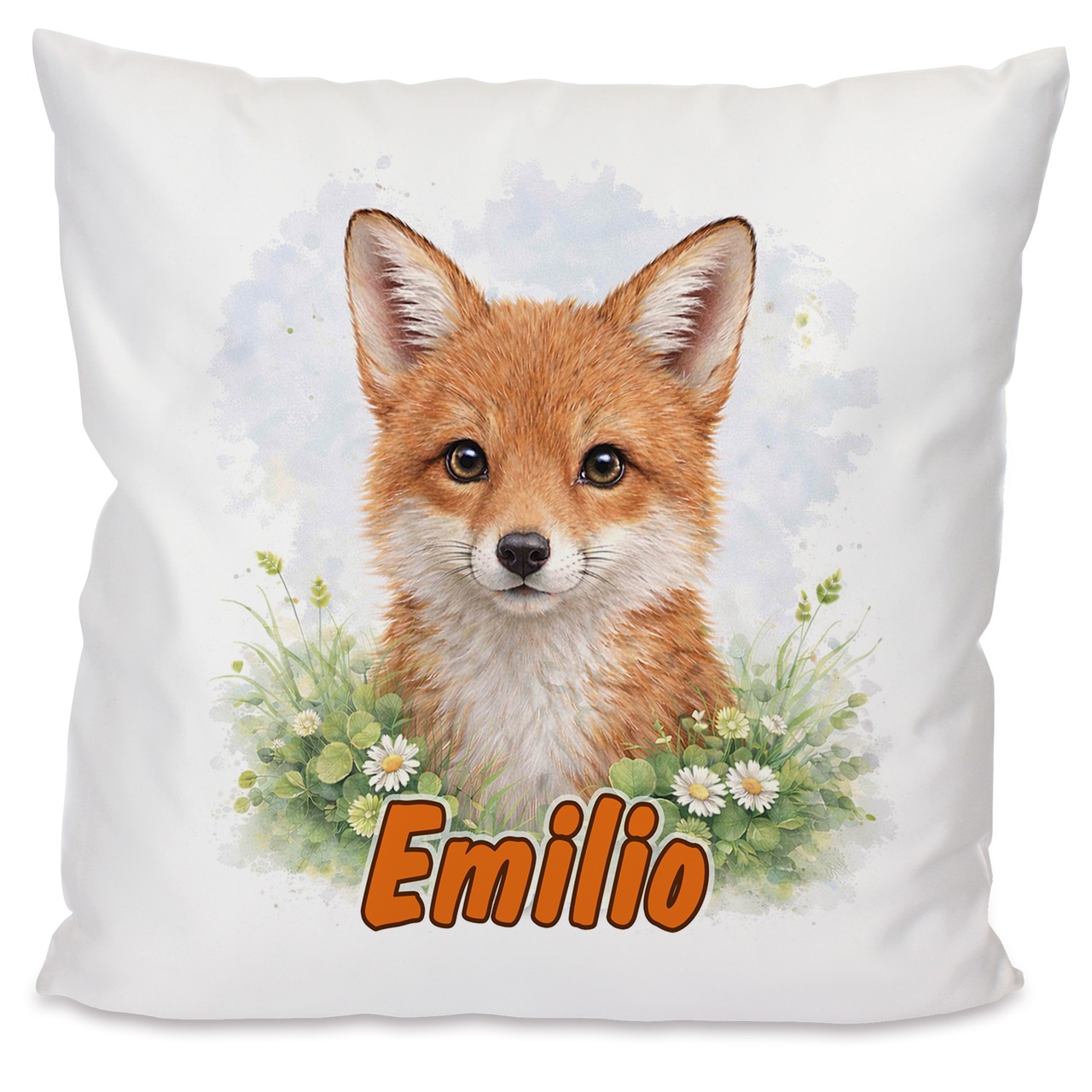 Personalisiertes Kissen mit Fuchs (2) und Name bedruckt
