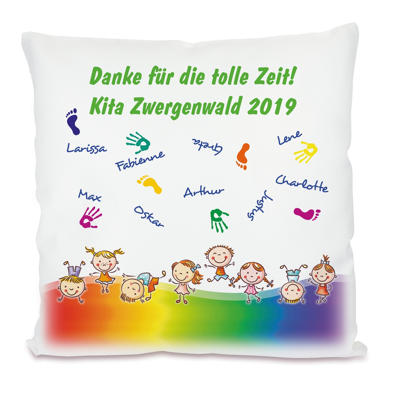 Unikatolo Kissen Kita-Abschiedsgeschenk mit Händen und Namen - bis 30 Namen