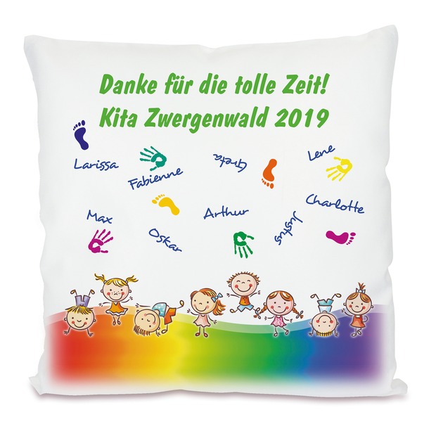 Unikatolo Kissen Kita-Abschiedsgeschenk mit Händen und Namen - bis 30 Namen