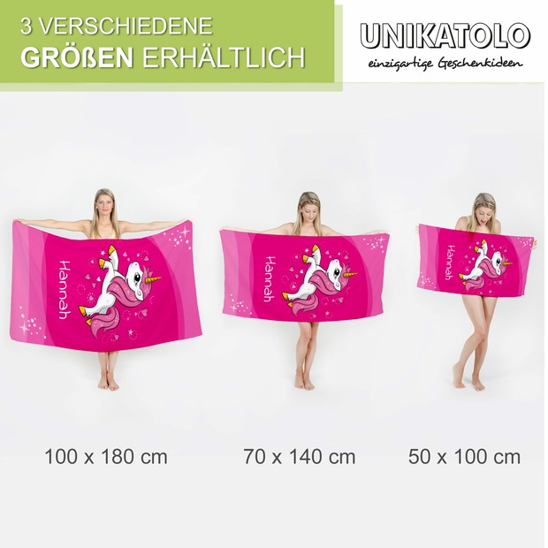 Unikatolo Badetuch Motiv Einhorn mit Name personalisiert