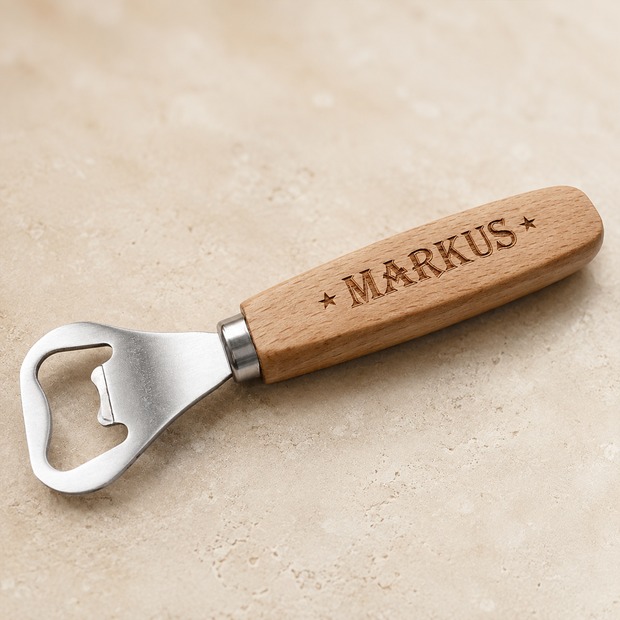 Unikatolo Flaschenöffner aus Holz mit Name personalisiert