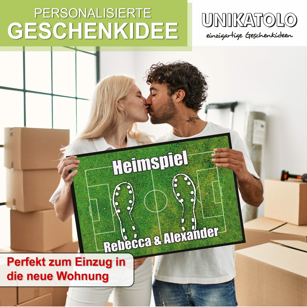 Unikatolo Fußball Fußmatte Heimspiel mit Name personalisiert