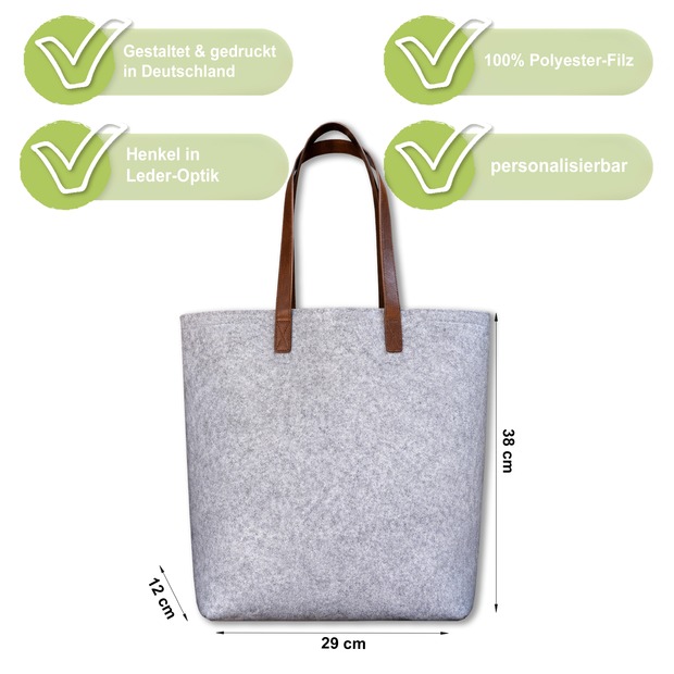 Unikatolo personalisierte Filztasche Herz Blau Weiß mit Wunschtext
