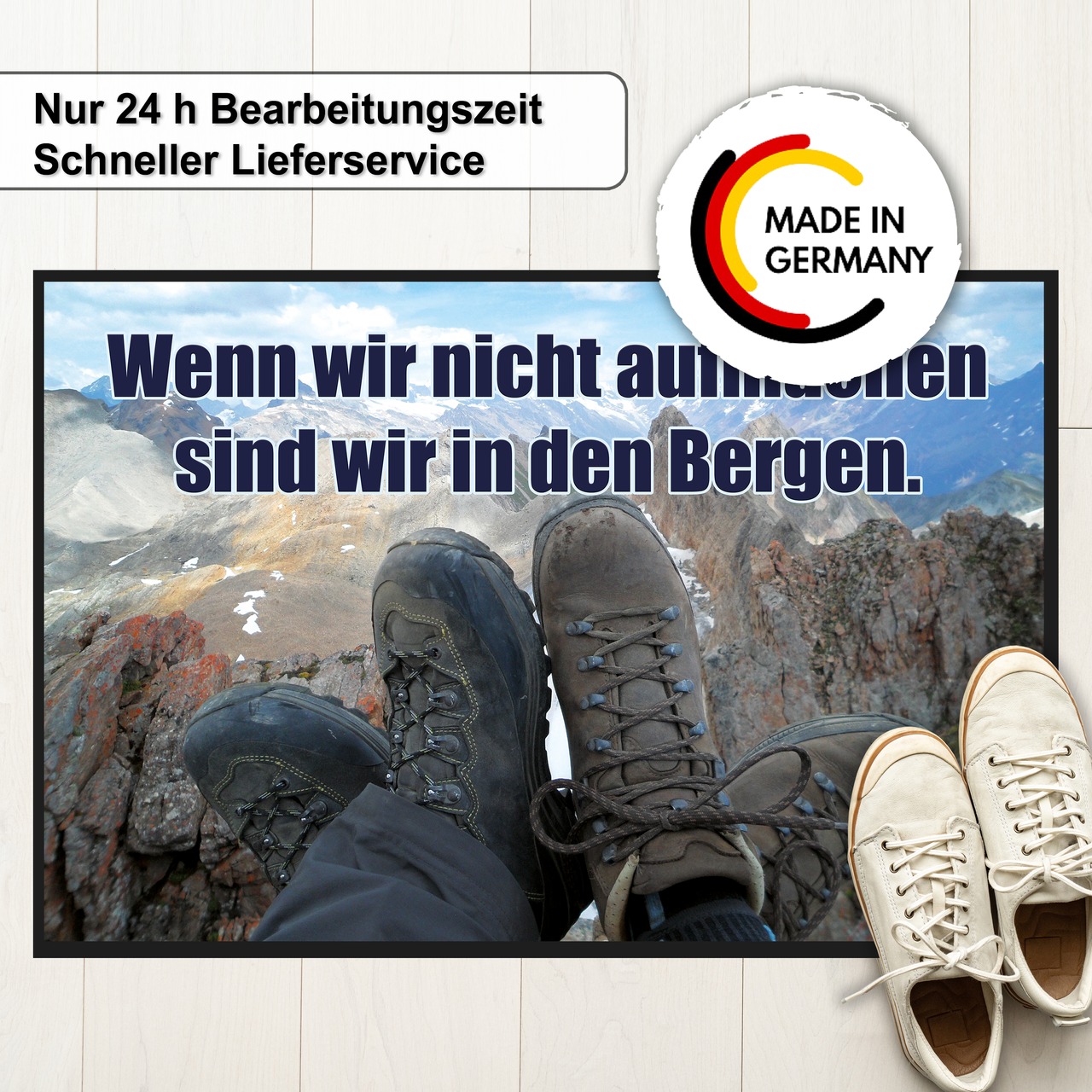 Unikatolo Fußmatte Motiv Wandern mit Name personalisiert