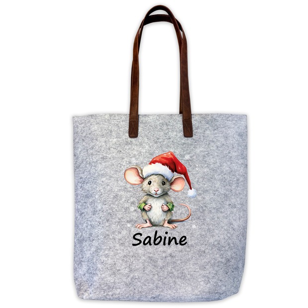 Unikatolo personalisierte Filztasche Maus mit Wunschtext