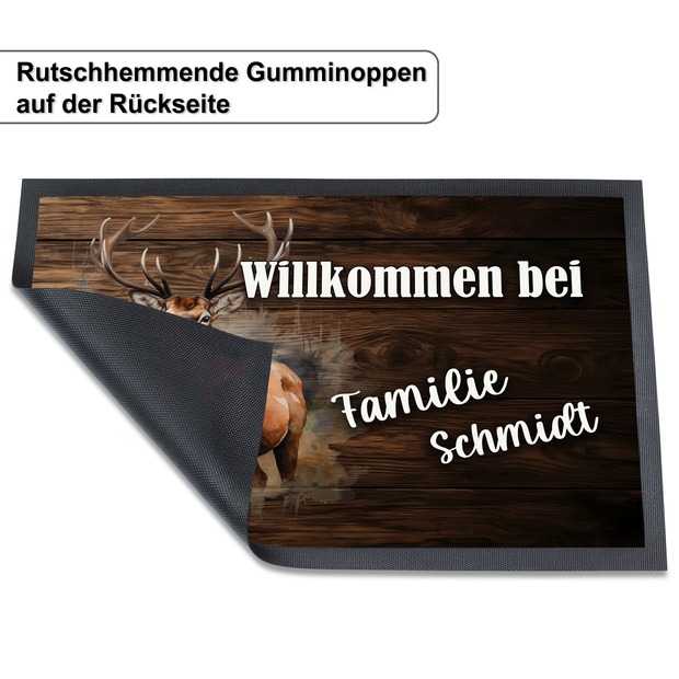 Unikatolo Fußmatte Motiv Hirsch 1 mit Name personalisiert