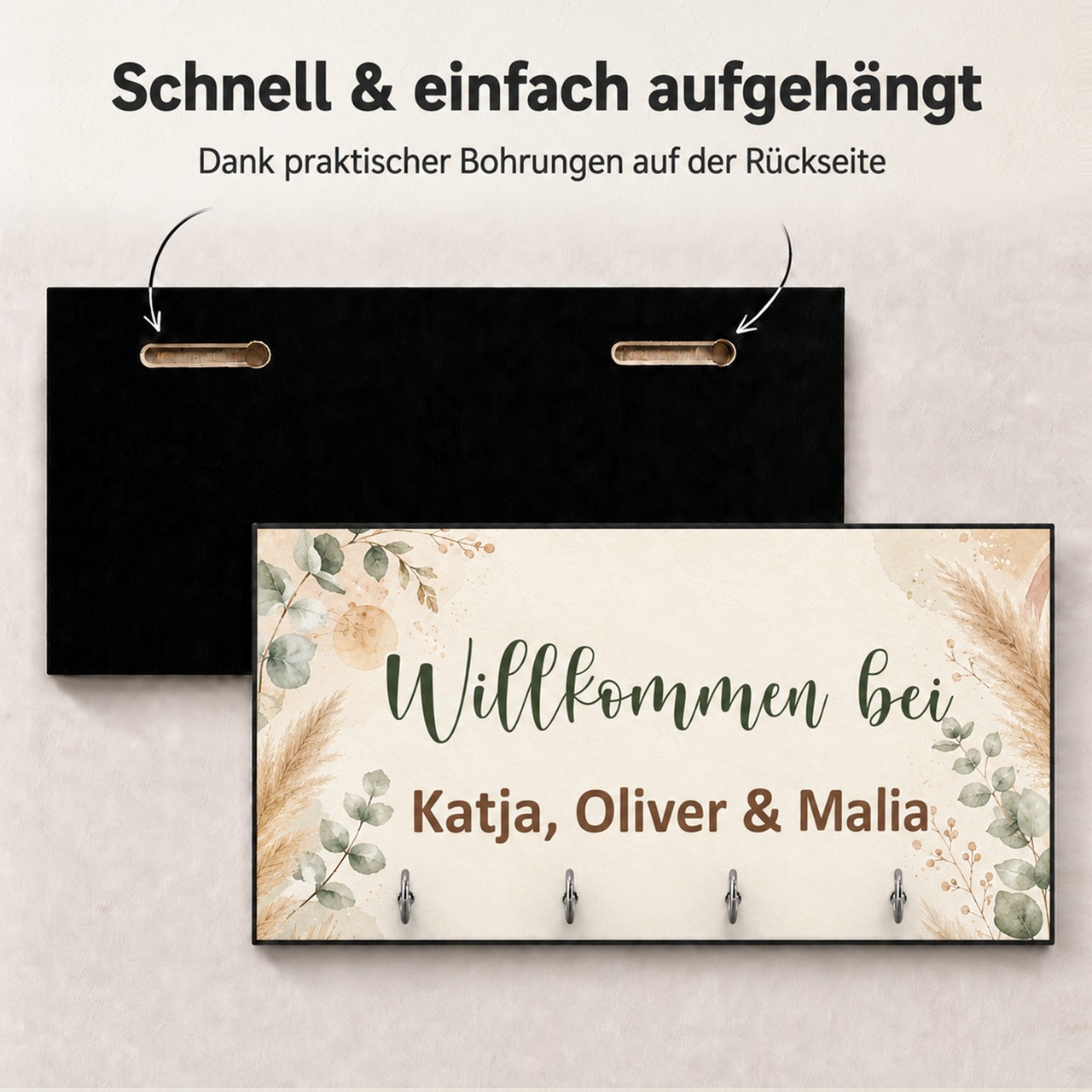 Unikatolo Schlüsselbrett Boho Stil mit Name personalisiert