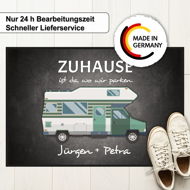 Unikatolo Fußmatte Motiv Wohnmobil mit Name personalisiert