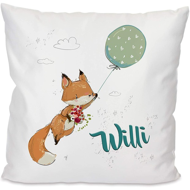 Unikatolo Kissen Motiv Fuchs mit Name personalisiert