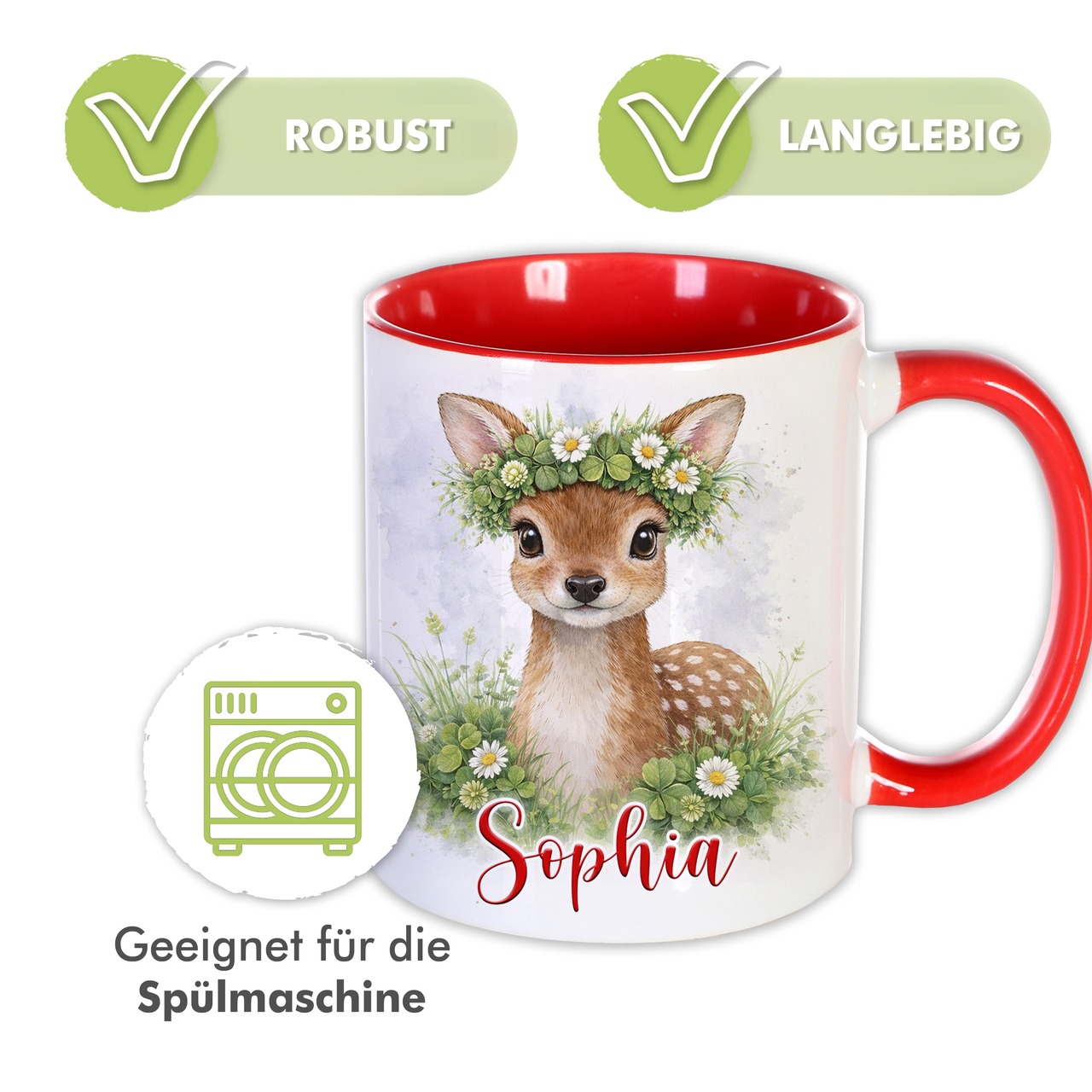 Unikatolo Ostertasse mit Name personalisiert Schaf ROT