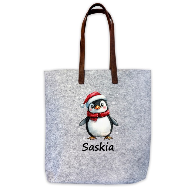 Unikatolo personalisierte Filztasche Pinguin mit Wunschtext