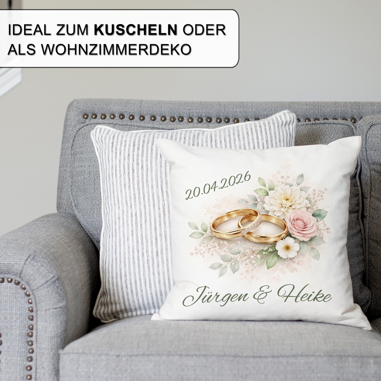 Unikatolo Kissen Motiv Hochzeit 4 mit Namen personalisiert