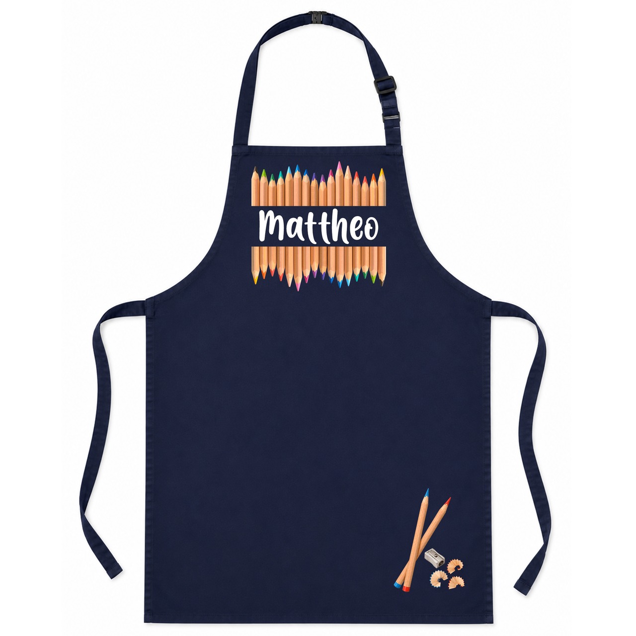 Unikatolo Kinderschürze Buntstifte mit Name personalisiert | NAVY