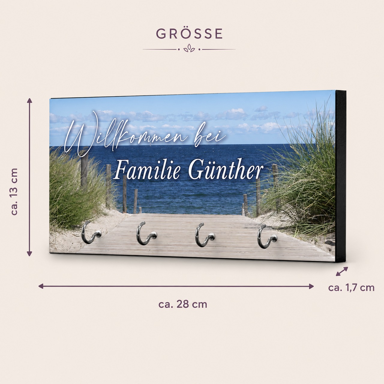 Unikatolo Schlüsselbrett Meer mit Name personalisiert