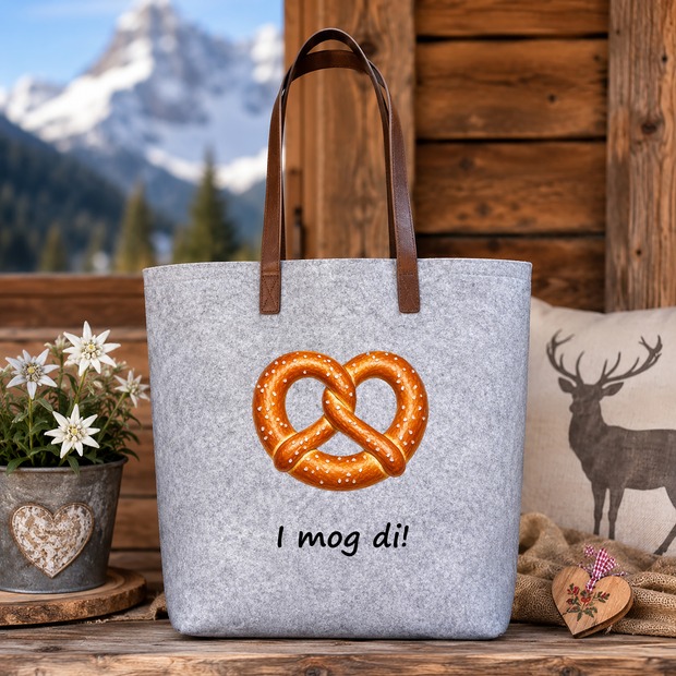 Unikatolo personalisierte Filztasche Brezel Brezn mit Wunschtext