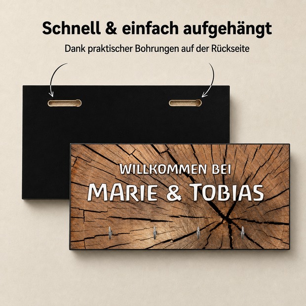 Unikatolo Schlüsselbrett Holz mit Name personalisiert