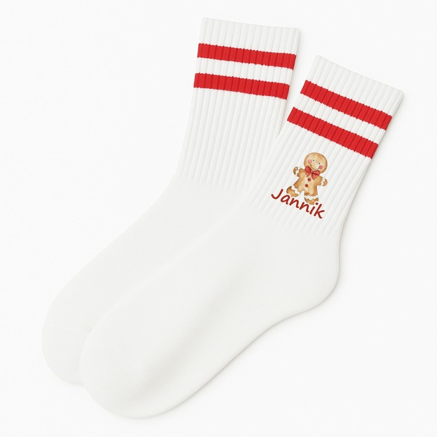 Weihnachtssocken Lebkuchen rot