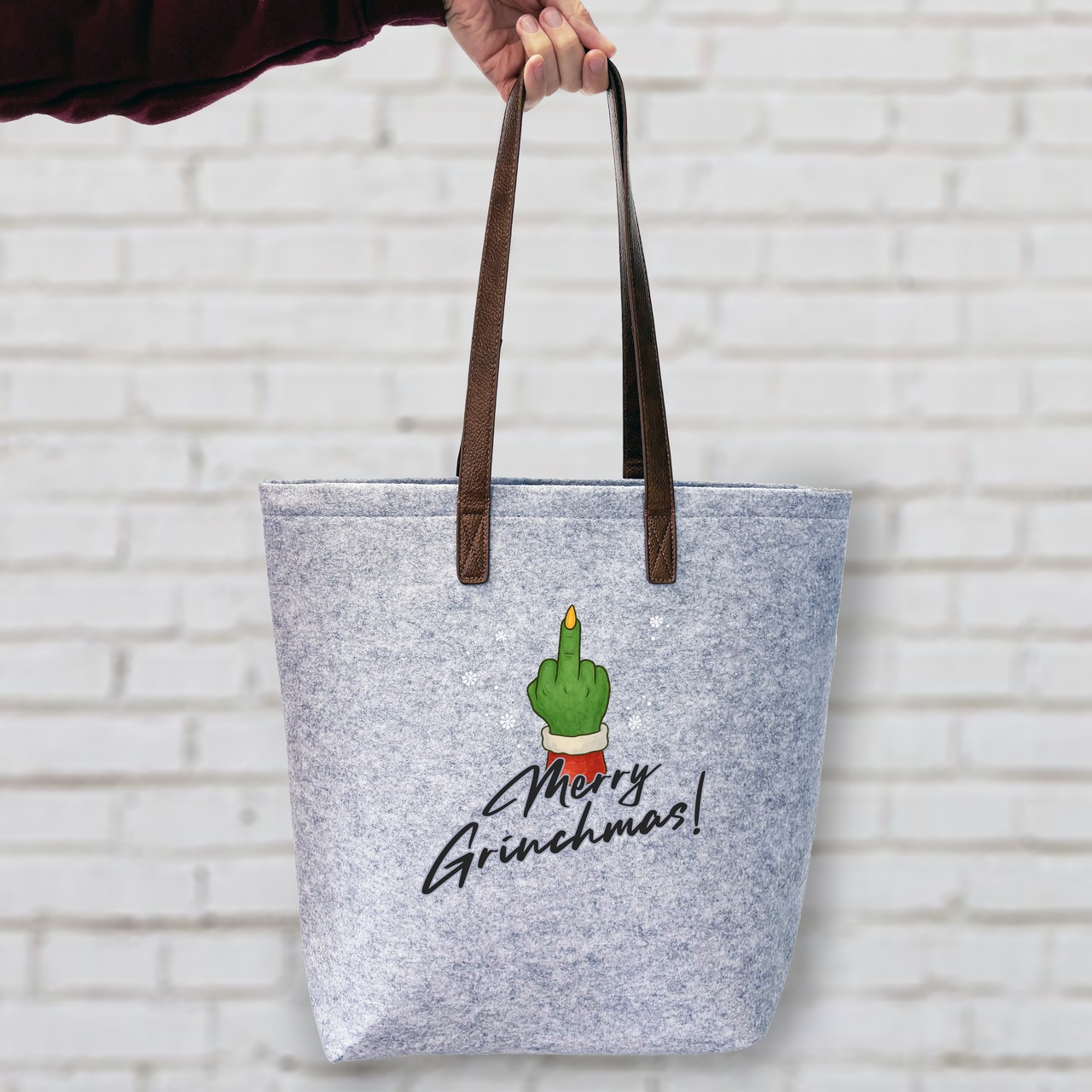 Unikatolo personalisierte Filztasche Mittelfinger mit Wunschtext