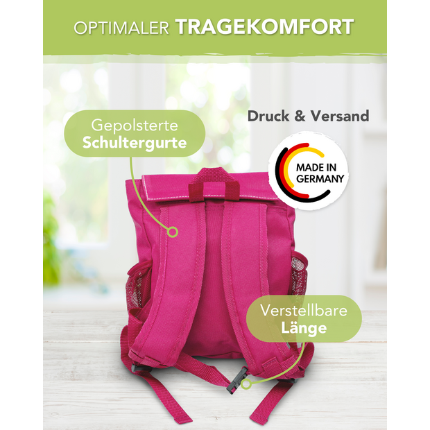 Unikatolo Kindergartenrucksack Einhorn mit Name | pink