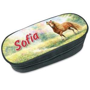 Unikatolo Federmäppchen Pferd mit Name personalisiert pink