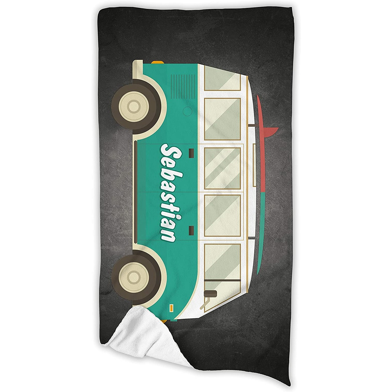Unikatolo Badetuch Motiv Camper Van mit Name personalisiert