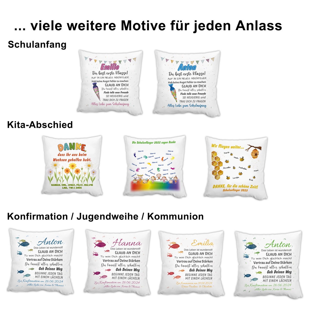 Unikatolo Kissen Motiv Hochzeit 2 mit Namen personalisiert