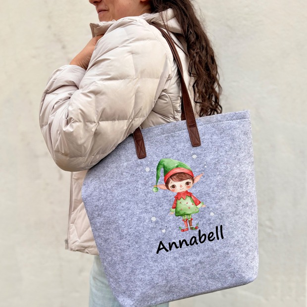 Unikatolo personalisierte Filztasche Wichtel Mädchen mit Wunschtext