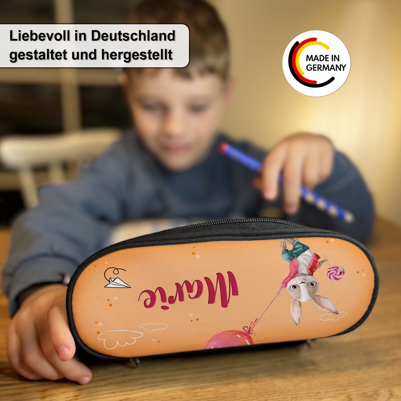 Unikatolo Federmäppchen Hase mit Name personalisiert