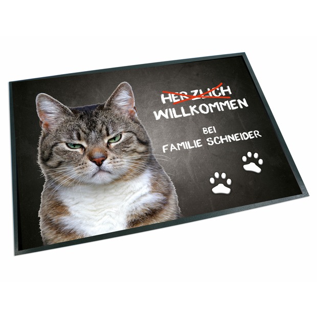 Unikatolo Fußmatte Motiv Miezepeter mit Name personalisiert