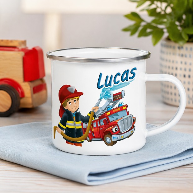 Unikatolo Emailletasse Motiv Feuerwehr