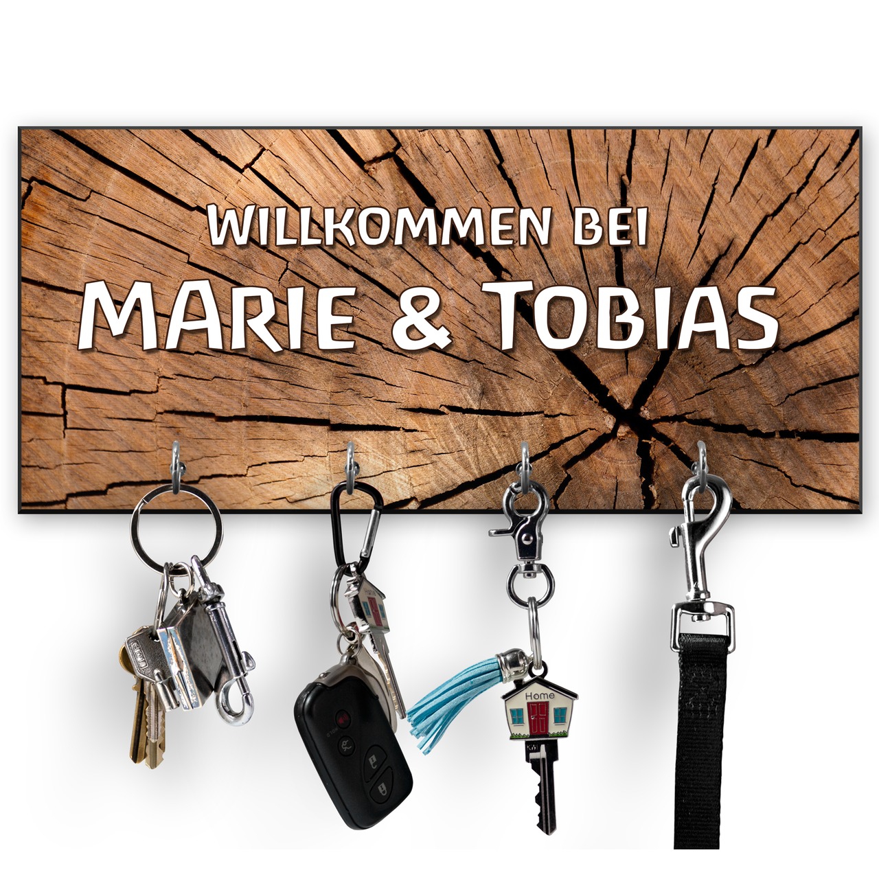 Unikatolo Schlüsselbrett Holz mit Name personalisiert