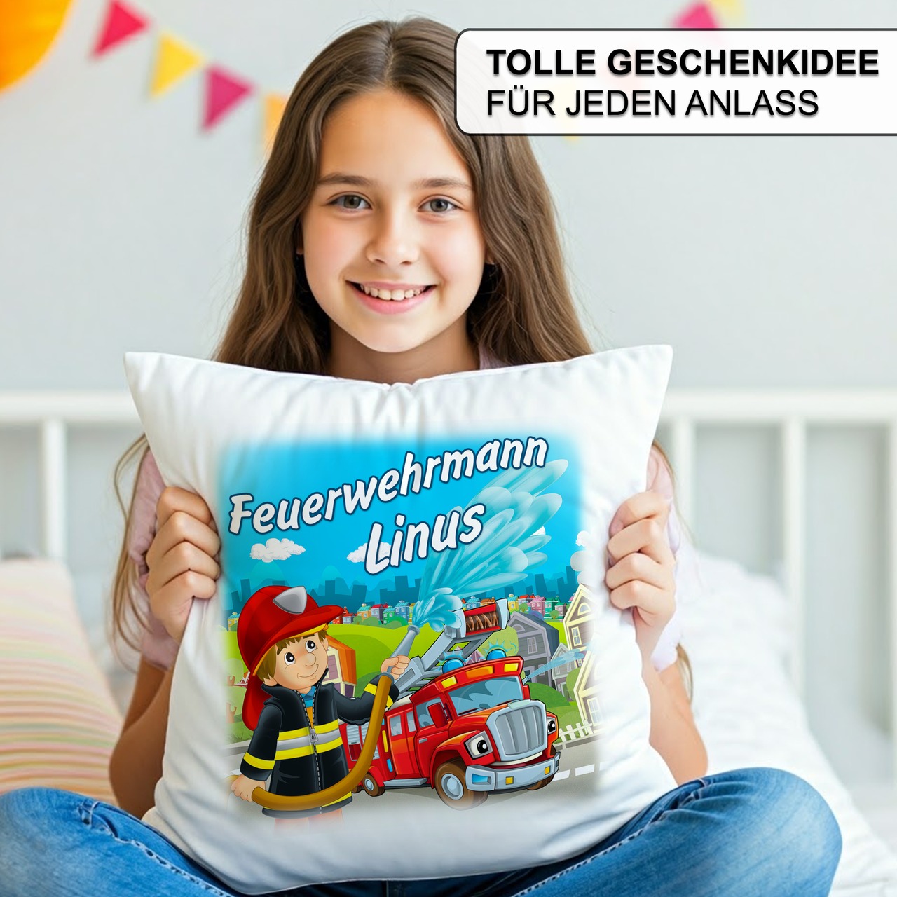 Unikatolo Feuerwehr-Kissen mit Name personalisiert