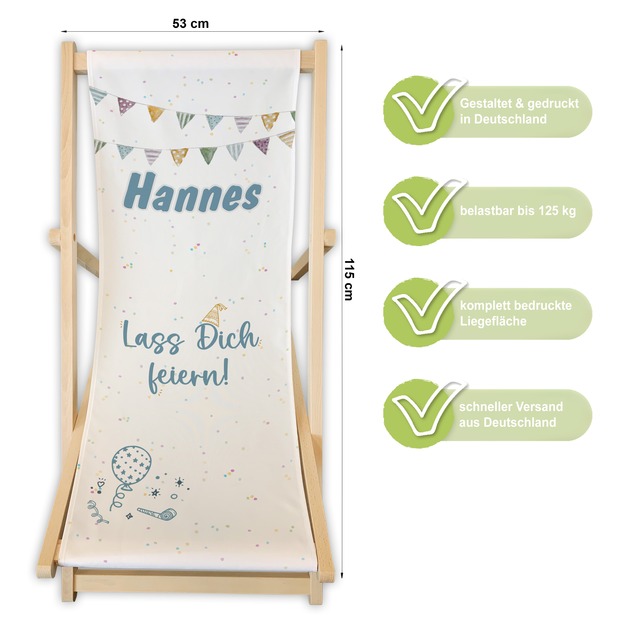 Unikatolo Liegestuhl Lass dich Feiern mit Name personalisiert