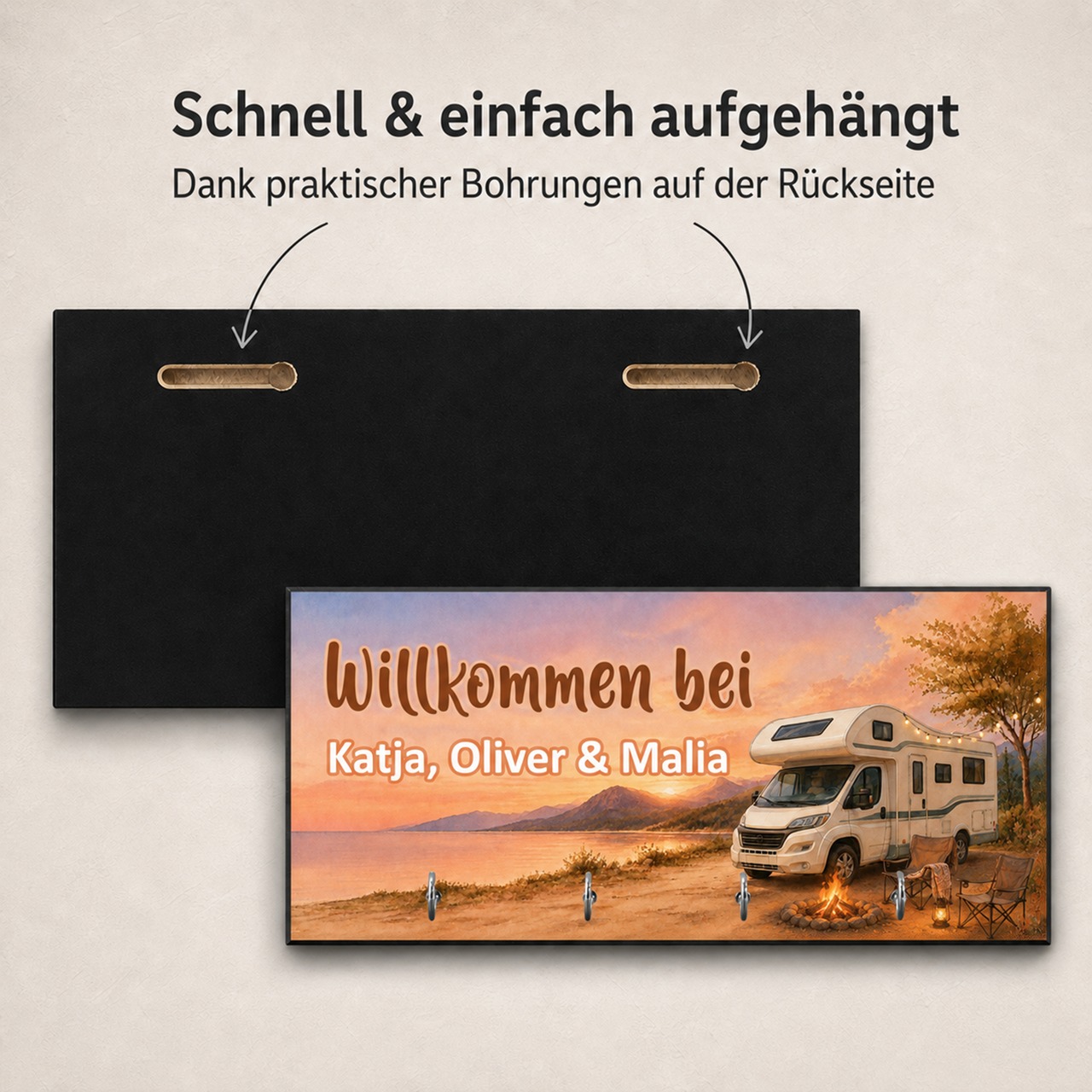 Unikatolo Schlüsselbrett mit Name personalisiert Wohnmobil