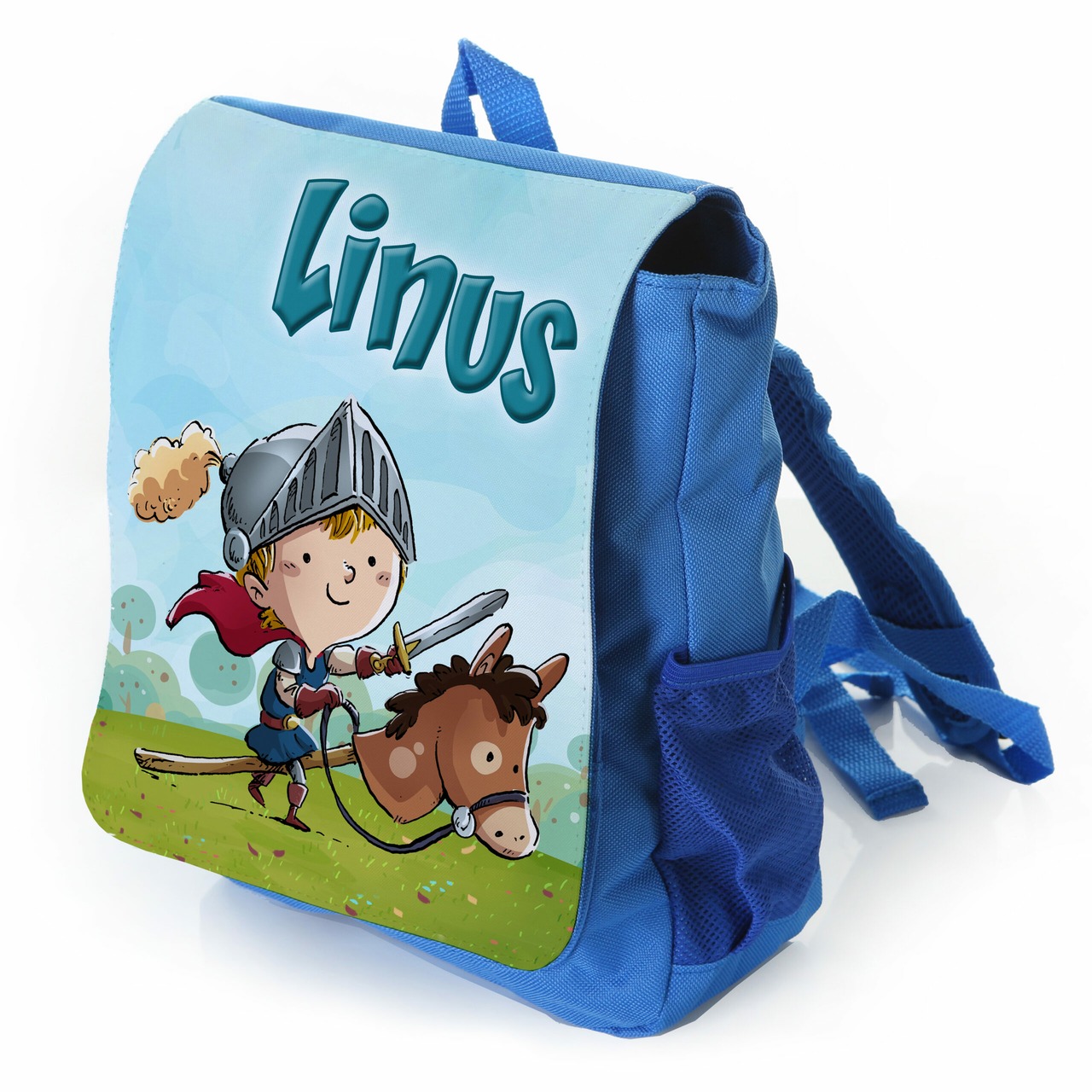Unikatolo Kindergartenrucksack Ritter mit Name | blau