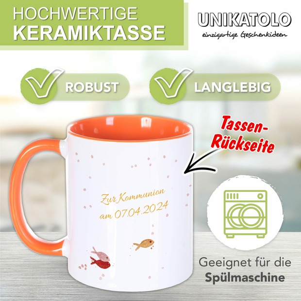 Unikatolo Tasse mit Name personalisiert Konfirmation | ORANGE