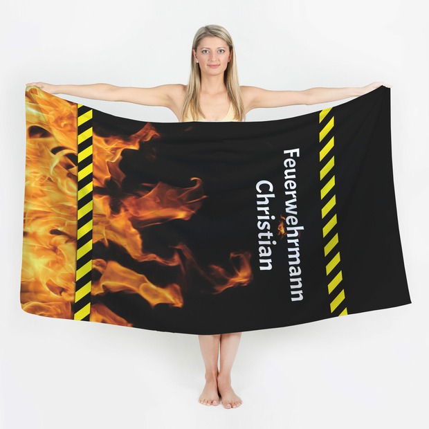 Unikatolo Badetuch Motiv Feuerwehr mit Name