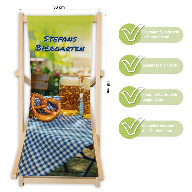 Unikatolo Liegestuhl Biergarten mit Name personalisiert