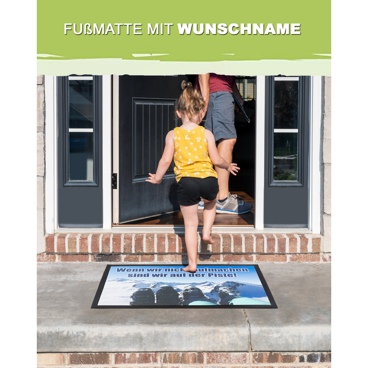 Unikatolo Fußmatte Motiv Skipiste mit Name personalisiert