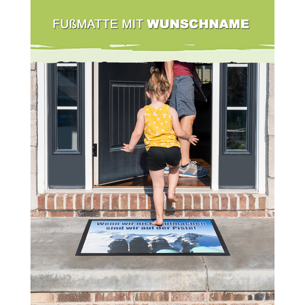 Unikatolo Fußmatte Motiv Skipiste mit Name personalisiert