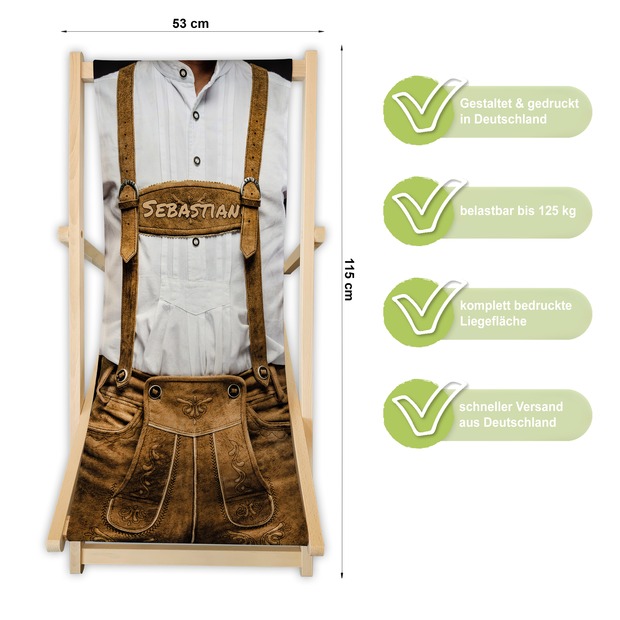 Unikatolo Liegestuhl Lederhose mit Name personalisiert