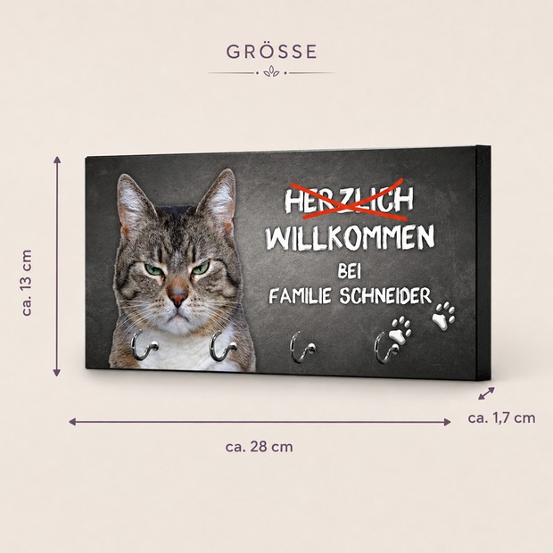 Unikatolo Schlüsselbrett Miezepeter mit Name personalisiert