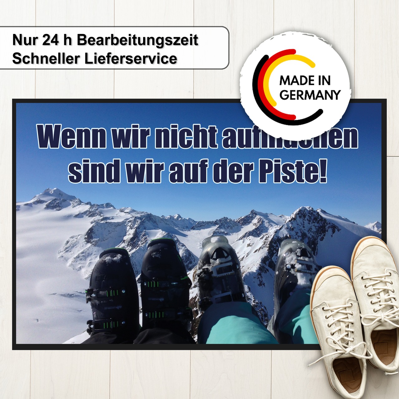 Unikatolo Fußmatte Motiv Skipiste mit Name personalisiert