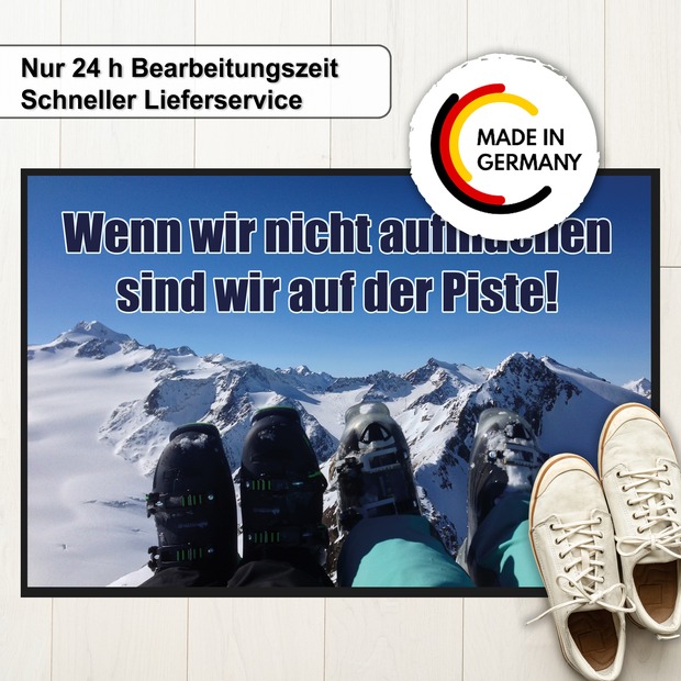 Unikatolo Fußmatte Motiv Skipiste mit Name personalisiert