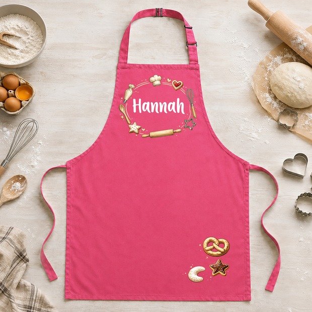 Unikatolo Kinderschürze BACKEN mit Name personalisiert | PINK