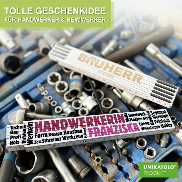 Unikatolo Zollstock Handwerkerin mit Name personalisiert