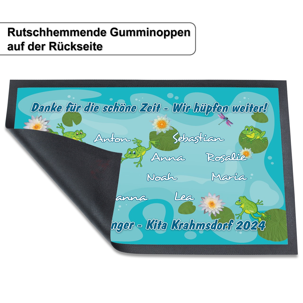 Unikatolo Fußmatte FRÖSCHE Kita Abschied mit Namen