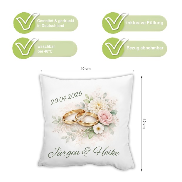 Unikatolo Kissen Motiv Hochzeit 4 mit Namen personalisiert